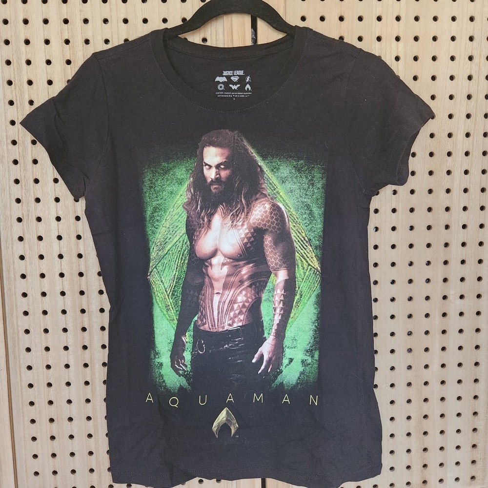 Justice‎ League Junior Small Aquaman Black 100% Cotton Graphic T-Shirt Momoa